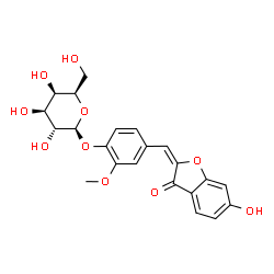 ChemSpider 2D Image | 4-[(E)-(6-Hydroxy-3-oxo-1-benzofuran-2(3H)-ylidene)methyl]-2-methoxyphenyl beta-D-galactopyranoside | C22H22O10
