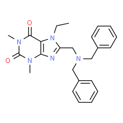ChemSpider 2D Image | 8-[(Dibenzylamino)methyl]-7-ethyl-1,3-dimethyl-3,7-dihydro-1H-purine-2,6-dione | C24H27N5O2