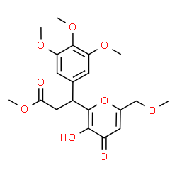 ChemSpider 2D Image | Methyl 3-[3-hydroxy-6-(methoxymethyl)-4-oxo-4H-pyran-2-yl]-3-(3,4,5-trimethoxyphenyl)propanoate | C20H24O9
