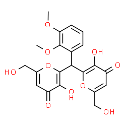 ChemSpider 2D Image | 2,2'-[(2,3-Dimethoxyphenyl)methylene]bis[3-hydroxy-6-(hydroxymethyl)-4H-pyran-4-one] | C21H20O10
