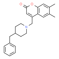 ChemSpider 2D Image | 4-[(4-Benzyl-1-piperidinyl)methyl]-6,7-dimethyl-2H-chromen-2-one | C24H27NO2
