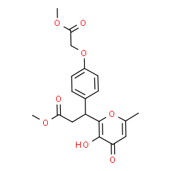 ChemSpider 2D Image | Methyl 3-(3-hydroxy-6-methyl-4-oxo-4H-pyran-2-yl)-3-[4-(2-methoxy-2-oxoethoxy)phenyl]propanoate | C19H20O8