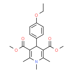 ChemSpider 2D Image | 3,5-dimethyl 4-(4-ethoxyphenyl)-1,2,6-trimethyl-4H-pyridine-3,5-dicarboxylate | C20H25NO5