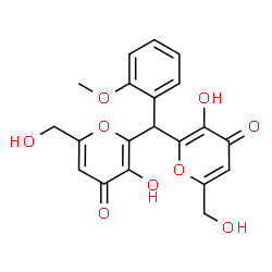 ChemSpider 2D Image | 2,2'-[(2-Methoxyphenyl)methylene]bis[3-hydroxy-6-(hydroxymethyl)-4H-pyran-4-one] | C20H18O9