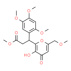ChemSpider 2D Image | Methyl 3-[3-hydroxy-6-(methoxymethyl)-4-oxo-4H-pyran-2-yl]-3-(2,4,5-trimethoxyphenyl)propanoate | C20H24O9