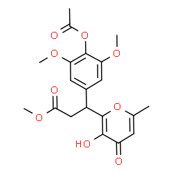 ChemSpider 2D Image | Methyl 3-(4-acetoxy-3,5-dimethoxyphenyl)-3-(3-hydroxy-6-methyl-4-oxo-4H-pyran-2-yl)propanoate | C20H22O9