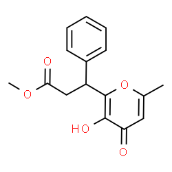 ChemSpider 2D Image | Methyl 3-(3-hydroxy-6-methyl-4-oxo-4H-pyran-2-yl)-3-phenylpropanoate | C16H16O5