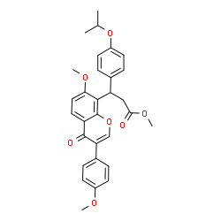 ChemSpider 2D Image | Methyl 3-(4-isopropoxyphenyl)-3-[7-methoxy-3-(4-methoxyphenyl)-4-oxo-4H-chromen-8-yl]propanoate | C30H30O7