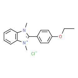 ChemSpider 2D Image | 2-(4-Ethoxyphenyl)-1,3-dimethyl-1H-3,1-benzimidazol-3-ium chloride | C17H19ClN2O