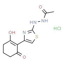 ChemSpider 2D Image | N'-[4-(2-Hydroxy-6-oxo-1-cyclohexen-1-yl)-1,3-thiazol-2-yl]acetohydrazide hydrochloride (1:1) | C11H14ClN3O3S