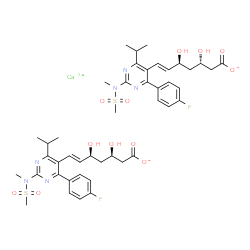 ChemSpider 2D Image | Calcium (3R,5S,6E)-7-{4-(4-fluorophenyl)-6-isopropyl-2-[methyl(methylsulfonyl)amino]-5-pyrimidinyl}-3,5-dihydroxy-6-heptenoate (3S,5S,6E)-7-{4-(4-fluorophenyl)-6-isopropyl-2-[methyl(methylsulfonyl)ami
no]-5-pyrimidinyl}-3,5-dihydroxy-6-heptenoate (1:1:1) | C44H54CaF2N6O12S2