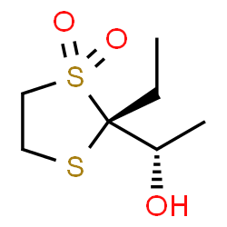ChemSpider 2D Image | (1S)-1-[(2R)-2-Ethyl-1,1-dioxido-1,3-dithiolan-2-yl]ethanol | C7H14O3S2