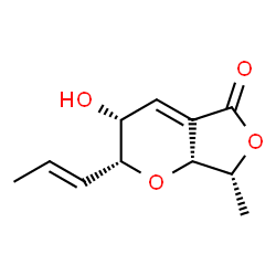 ChemSpider 2D Image | (2R,3R,7R,7aR)-3-Hydroxy-7-methyl-2-[(1E)-1-propen-1-yl]-2,3,7,7a-tetrahydro-5H-furo[3,4-b]pyran-5-one | C11H14O4