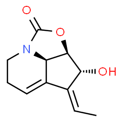 ChemSpider 2D Image | (2aR,3R,4Z,7bR)-4-Ethylidene-3-hydroxy-2a,3,4,6,7,7b-hexahydro-2-oxa-7a-azacyclopenta[cd]inden-1-one | C11H13NO3