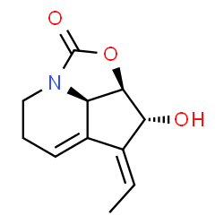ChemSpider 2D Image | (2aR,3R,4E,7bR)-4-Ethylidene-3-hydroxy-2a,3,4,6,7,7b-hexahydro-2-oxa-7a-azacyclopenta[cd]inden-1-one | C11H13NO3