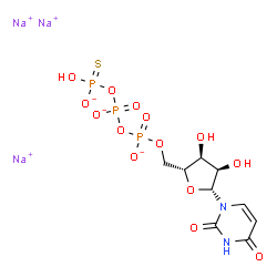 ChemSpider 2D Image | Trisodium 5'-O-[({[(sulfanylphosphinato)oxy]phosphinato}oxy)phosphinato]uridine | C9H12N2Na3O14P3S