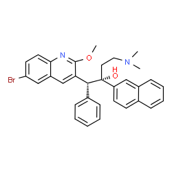 ChemSpider 2D Image | (1R,2S)-1-(6-Bromo-2-methoxy-3-quinolinyl)-4-(dimethylamino)-2-(2-naphthyl)-1-phenyl-2-butanol | C32H31BrN2O2