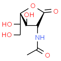 ChemSpider 2D Image | N-[(3R,4R,5R)-5-(1,2-Dihydroxyethyl)-4-hydroxy-2-oxotetrahydro-3-furanyl]acetamide | C8H13NO6