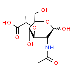 ChemSpider 2D Image | (5xi)-2-Acetamido-3-O-(1-carboxyethyl)-2-deoxy-D-xylo-hexopyranose | C11H19NO8