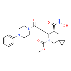 ChemSpider 2D Image | Methyl (7S)-7-(hydroxycarbamoyl)-6-[(4-phenyl-1-piperazinyl)carbonyl]-5-azaspiro[2.5]octane-5-carboxylate | C21H28N4O5