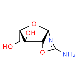 ChemSpider 2D Image | (3aS,5S,6S,6aR)-2-Amino-5-(hydroxymethyl)-3a,5,6,6a-tetrahydrofuro[2,3-d][1,3]oxazol-6-ol | C6H10N2O4