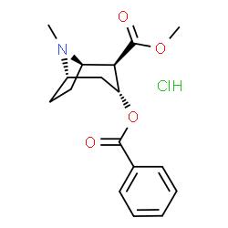 ChemSpider 2D Image | Methyl (1R,2R,3R,5S)-3-(benzoyloxy)-8-methyl-8-azabicyclo[3.2.1]octane-2-carboxylate hydrochloride (1:1) | C17H22ClNO4