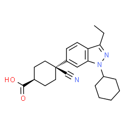 ChemSpider 2D Image | cis-4-Cyano-4-(1-cyclohexyl-3-ethyl-1H-indazol-6-yl)cyclohexanecarboxylic acid | C23H29N3O2