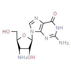 ChemSpider 2D Image | 3'-Amino-3'-deoxyguanosine | C10H14N6O4
