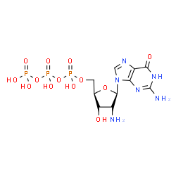 ChemSpider 2D Image | 2'-Amino-2'-deoxyguanosine 5'-(tetrahydrogen triphosphate) | C10H17N6O13P3