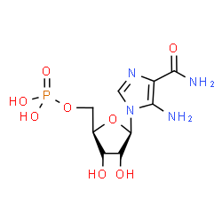 ChemSpider 2D Image | 5-Amino-1-(5-O-phosphono-beta-D-ribofuranosyl)-1H-imidazole-4-carboxamide | C9H15N4O8P
