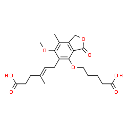 ChemSpider 2D Image | (4E)-6-[4-(4-Carboxybutoxy)-6-methoxy-7-methyl-3-oxo-1,3-dihydro-2-benzofuran-5-yl]-4-methyl-4-hexenoic acid | C22H28O8