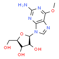 ChemSpider 2D Image | 6-Methoxy-9-(beta-D-ribofuranosyl)-9H-purin-2-amine | C11H15N5O5
