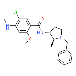 ChemSpider 2D Image | N-[(2S)-1-Benzyl-2-methyl-3-pyrrolidinyl]-5-chloro-2-methoxy-4-(methylamino)benzamide | C21H26ClN3O2