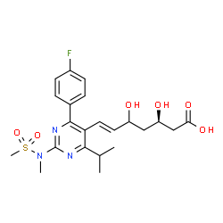 ChemSpider 2D Image | (3R,6E)-7-{4-(4-Fluorophenyl)-6-isopropyl-2-[methyl(methylsulfonyl)amino]-5-pyrimidinyl}-3,5-dihydroxy-6-heptenoic acid | C22H28FN3O6S