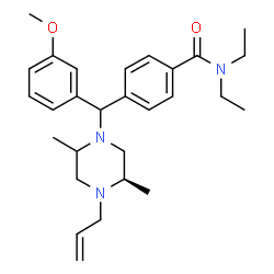 ChemSpider 2D Image | 4-{[(5R)-4-Allyl-2,5-dimethyl-1-piperazinyl](3-methoxyphenyl)methyl}-N,N-diethylbenzamide | C28H39N3O2