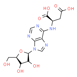 ChemSpider 2D Image | (2R)-2-({9-[(2R,3R,4S,5R)-3,4-Dihydroxy-5-(hydroxymethyl)tetrahydro-2-furanyl]-9H-purin-6-yl}amino)succinic acid | C14H17N5O8