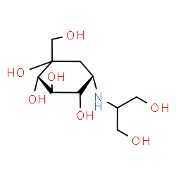 ChemSpider 2D Image | (2S,3R,4S,5S)-5-[(1,3-Dihydroxy-2-propanyl)amino]-1-(hydroxymethyl)-1,2,3,4-cyclohexanetetrol | C10H21NO7