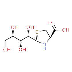 ChemSpider 2D Image | (2R,4R)-2-[(1S,2R,3S)-1,2,3,4-Tetrahydroxybutyl]-1,3-thiazolidine-4-carboxylic acid | C8H15NO6S