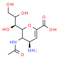 ChemSpider 2D Image | (5xi)-5-Acetamido-4-amino-2,6-anhydro-3,4,5-trideoxy-6-[(1S)-1,2,3-trihydroxypropyl]-L-glycero-hex-2-enonic acid | C11H18N2O7