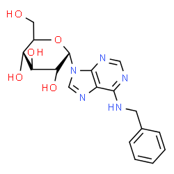 ChemSpider 2D Image | N-Benzyl-9-[(5xi)-alpha-D-xylo-hexopyranosyl]-9H-purin-6-amine | C18H21N5O5