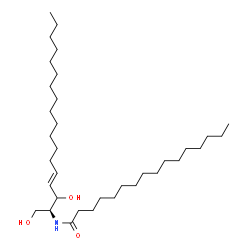 ChemSpider 2D Image | N-[(2S,4E)-1,3-Dihydroxy-4-octadecen-2-yl]hexadecanamide | C34H67NO3