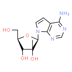 ChemSpider 2D Image | 7-(2-C-Methyl-beta-D-ribofuranosyl)-7H-pyrrolo[2,3-d]pyrimidin-4-amine | C12H16N4O4