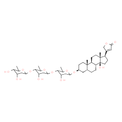 ChemSpider 2D Image | (3beta,5beta)-3-{[2,6-Dideoxyhexopyranosyl-(1->4)-2,6-dideoxyhexopyranosyl-(1->4)-2,6-dideoxyhexopyranosyl]oxy}-14-hydroxycard-20(22)-enolide | C41H64O13