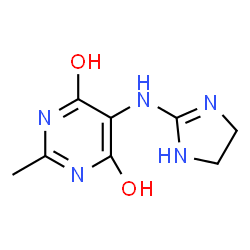 ChemSpider 2D Image | 5-(4,5-Dihydro-1H-imidazol-2-ylamino)-6-hydroxy-2-methyl-4(1H)-pyrimidinone | C8H11N5O2