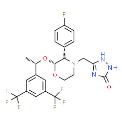 ChemSpider 2D Image | 5-{[(2R,3R)-2-{(1S)-1-[3,5-Bis(trifluoromethyl)phenyl]ethoxy}-3-(4-fluorophenyl)-4-morpholinyl]methyl}-1,2-dihydro-3H-1,2,4-triazol-3-one | C23H21F7N4O3