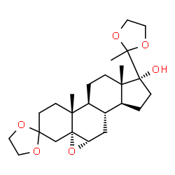 ChemSpider 2D Image | (4aR,5aS,6aS,6bS,9R,9aS,11aS,11bR)-9a,11b-Dimethyl-9-(2-methyl-1,3-dioxolan-2-yl)tetradecahydrospiro[cyclopenta[1,2]phenanthro[8a,9-b]oxirene-3,2'-[1,3]dioxolan]-9-ol | C25H38O6