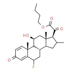 ChemSpider 2D Image | Butyl (9xi,11beta,14xi)-6-fluoro-11-hydroxy-16-methyl-3,20-dioxopregna-1,4-dien-21-oate | C26H35FO5
