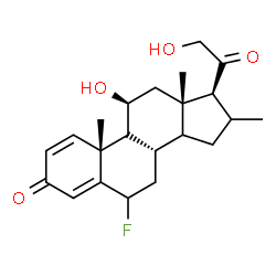 ChemSpider 2D Image | (9xi,11beta,14xi)-6-Fluoro-11,21-dihydroxy-16-methylpregna-1,4-diene-3,20-dione | C22H29FO4