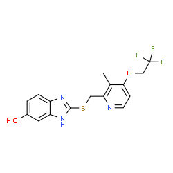 ChemSpider 2D Image | 2-({[3-Methyl-4-(2,2,2-trifluoroethoxy)-2-pyridinyl]methyl}sulfanyl)-1H-benzimidazol-5-ol | C16H14F3N3O2S