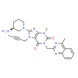 ChemSpider 2D Image | 8-[(3S)-3-Amino-1-piperidinyl]-7-(2-butyn-1-yl)-3-methyl-1-[(4-methyl-2-quinazolinyl)methyl]-3,7-dihydro-1H-purine-2,6-dione | C25H28N8O2